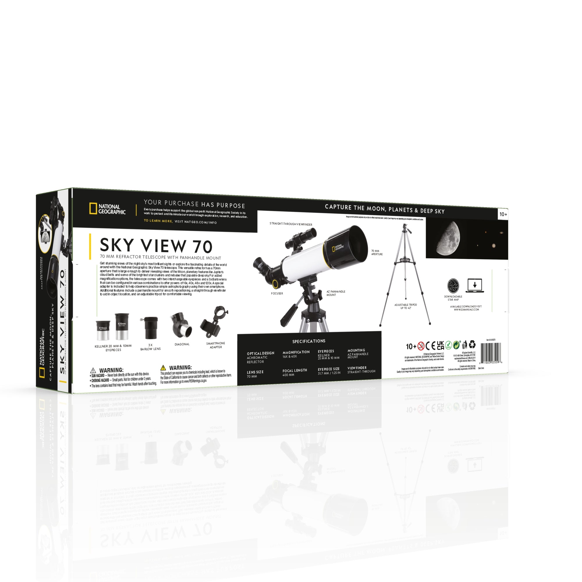 National Geographic Sky View 70 - 70 mm Refrattator Telescope con monte Panhandle - 80-00370