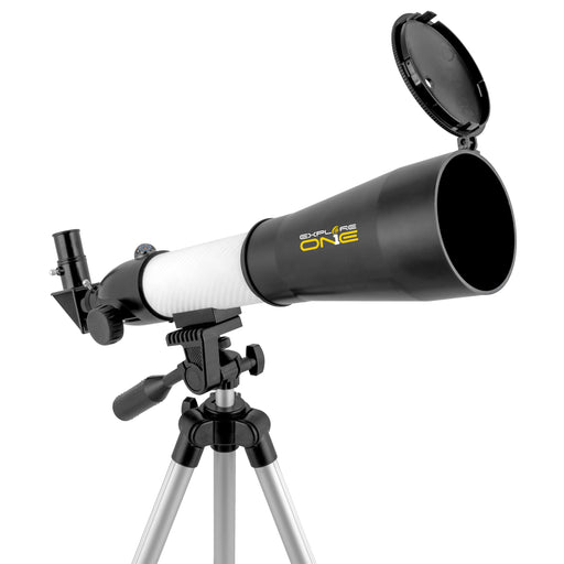 Explore One Starlight 350 telescope mounted on the tripod