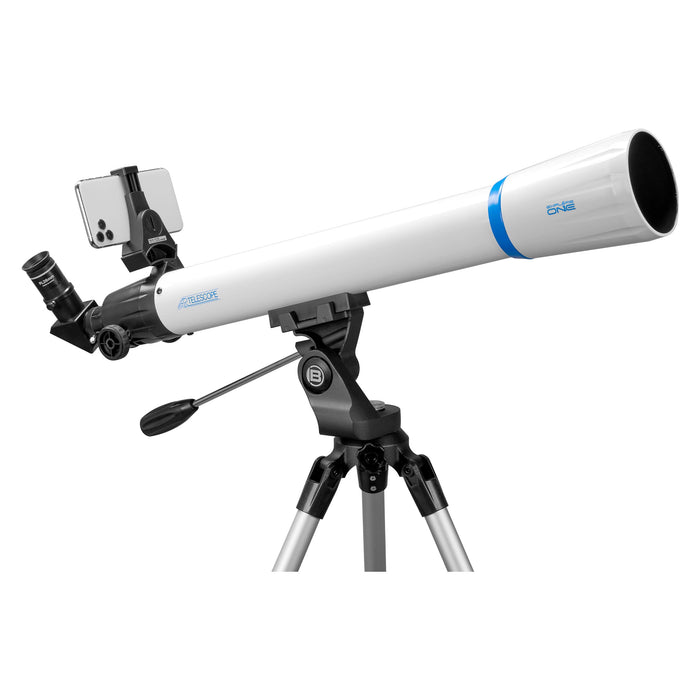 Explorez un télescope de réfracteur StarApp - 50 mm avec un support Panhandle et une application d'astronomie