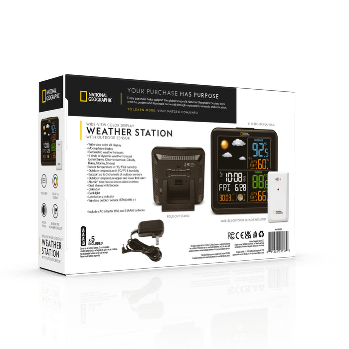 National Geographic Wide-View Display Weather Station with Outdoor Sensor